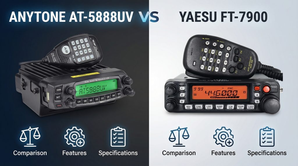 AnyTone AT-5888UV vs Yaesu FT-7900R vs Icom IC-2730A: ¿Cuál es mejor radio VHF/UHF móvil?