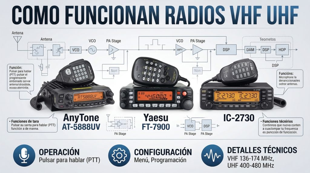 Cómo funcionan los radios VHF y UHF en radioafición (Guía completa para principiantes)
